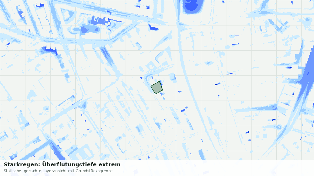 Statische Kartenansicht: Starkregen: Überflutungstiefe extrem