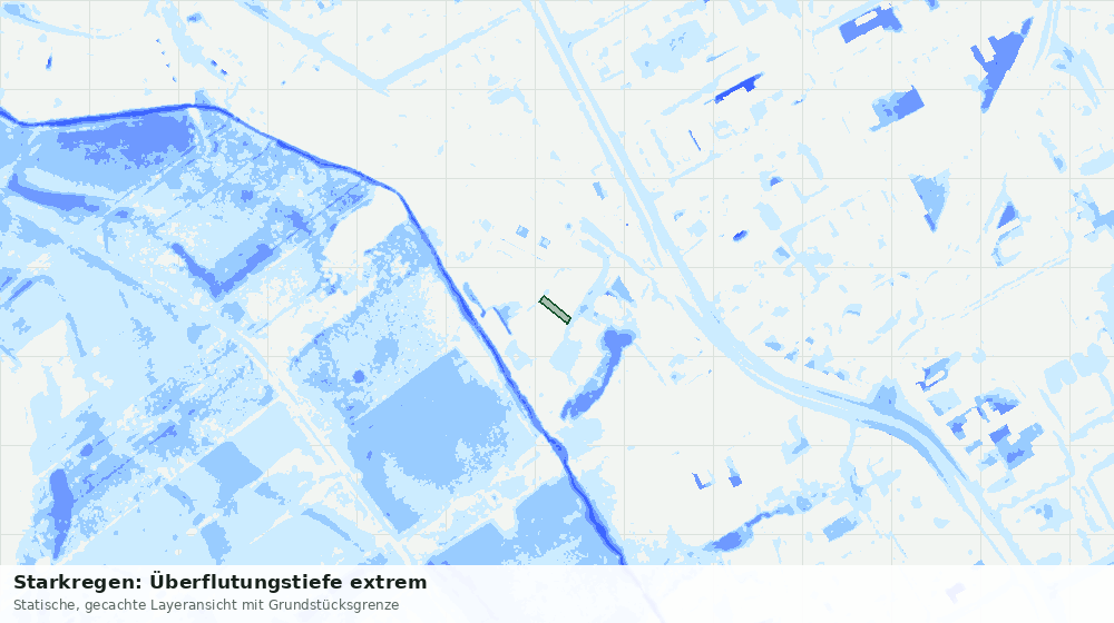 Statische Kartenansicht: Starkregen: Überflutungstiefe extrem