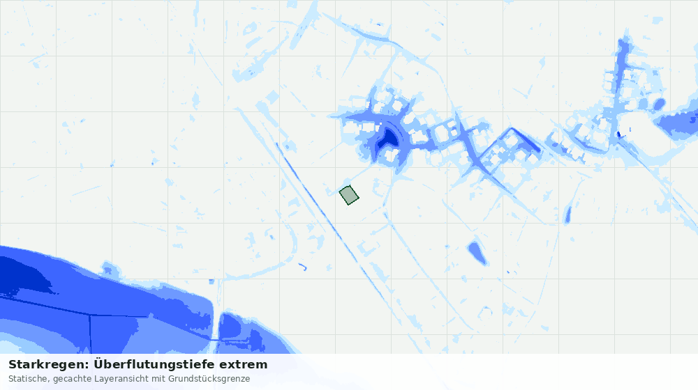 Statische Kartenansicht: Starkregen: Überflutungstiefe extrem