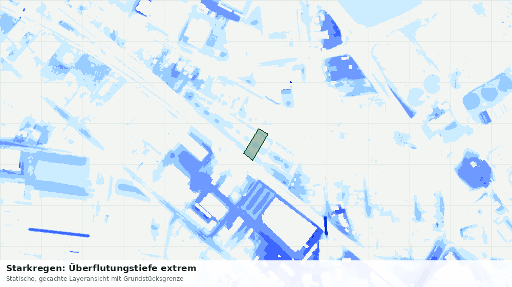 Statische Kartenansicht: Starkregen: Überflutungstiefe extrem