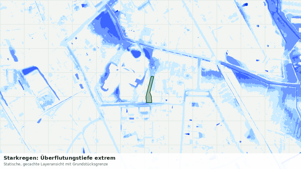 Statische Kartenansicht: Starkregen: Überflutungstiefe extrem