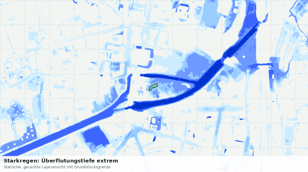 Statische Kartenansicht: Starkregen: Überflutungstiefe extrem