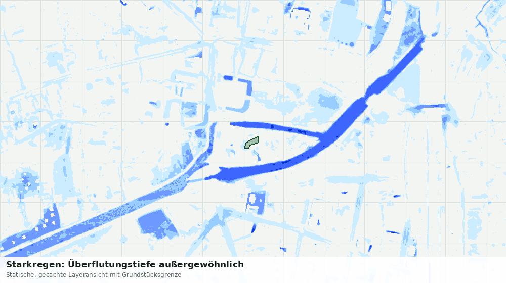 Statische Kartenansicht: Starkregen: Überflutungstiefe außergewöhnlich