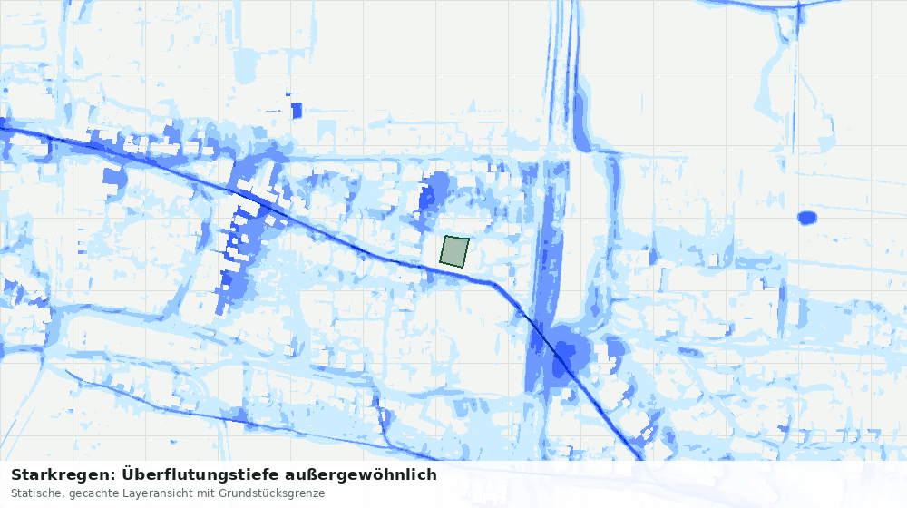 Statische Kartenansicht: Starkregen: Überflutungstiefe außergewöhnlich