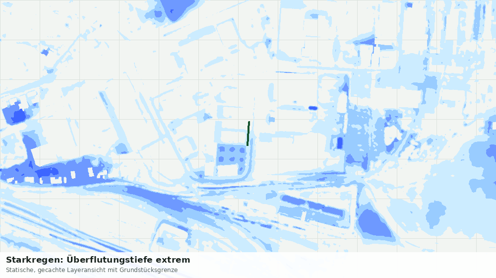 Statische Kartenansicht: Starkregen: Überflutungstiefe extrem