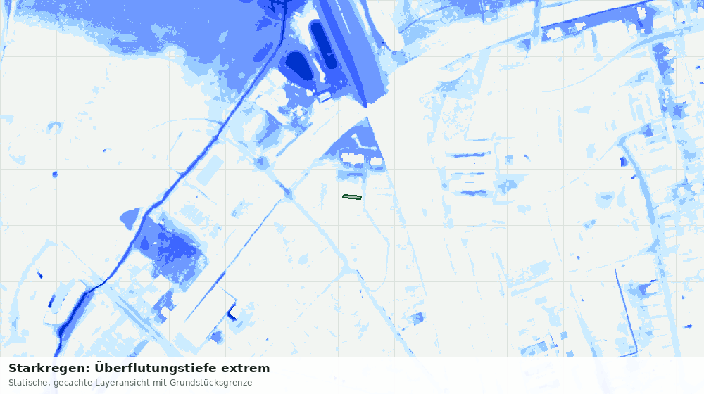 Statische Kartenansicht: Starkregen: Überflutungstiefe extrem