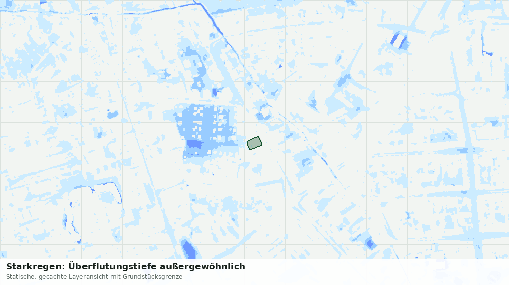 Statische Kartenansicht: Starkregen: Überflutungstiefe außergewöhnlich