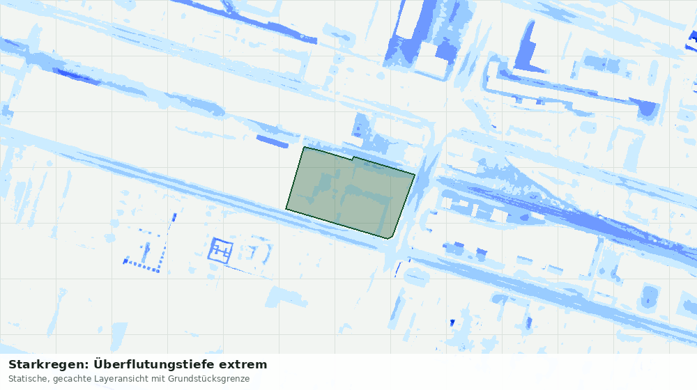 Statische Kartenansicht: Starkregen: Überflutungstiefe extrem