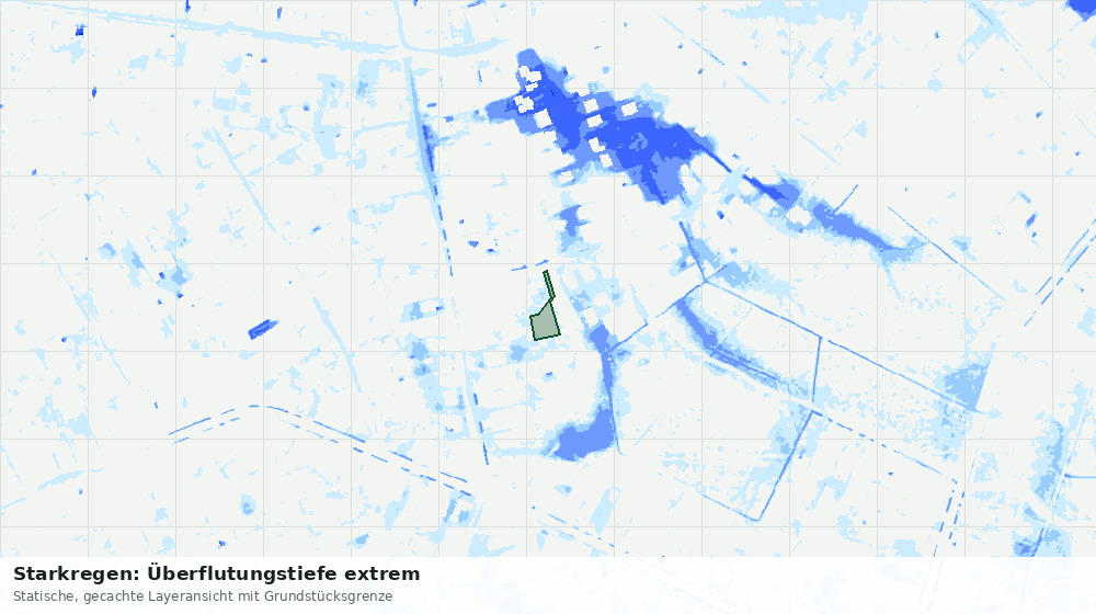 Statische Kartenansicht: Starkregen: Überflutungstiefe extrem