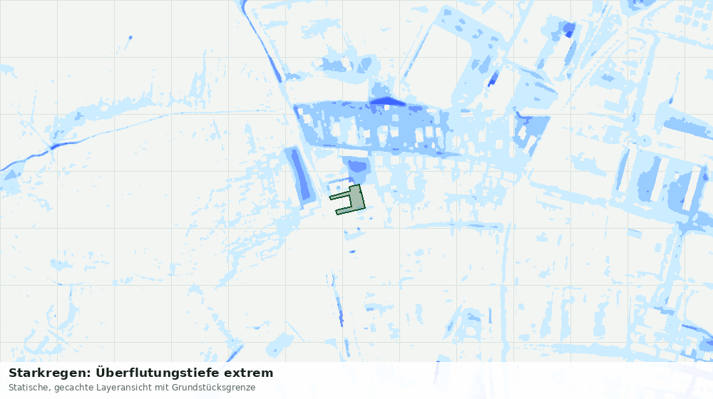 Statische Kartenansicht: Starkregen: Überflutungstiefe extrem