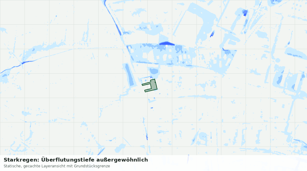 Statische Kartenansicht: Starkregen: Überflutungstiefe außergewöhnlich