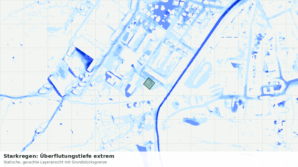 Statische Kartenansicht: Starkregen: Überflutungstiefe extrem