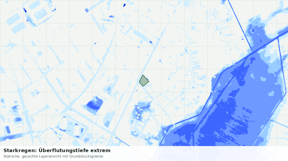 Statische Kartenansicht: Starkregen: Überflutungstiefe extrem