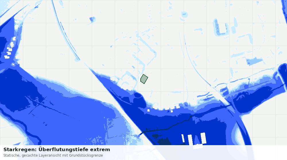 Statische Kartenansicht: Starkregen: Überflutungstiefe extrem