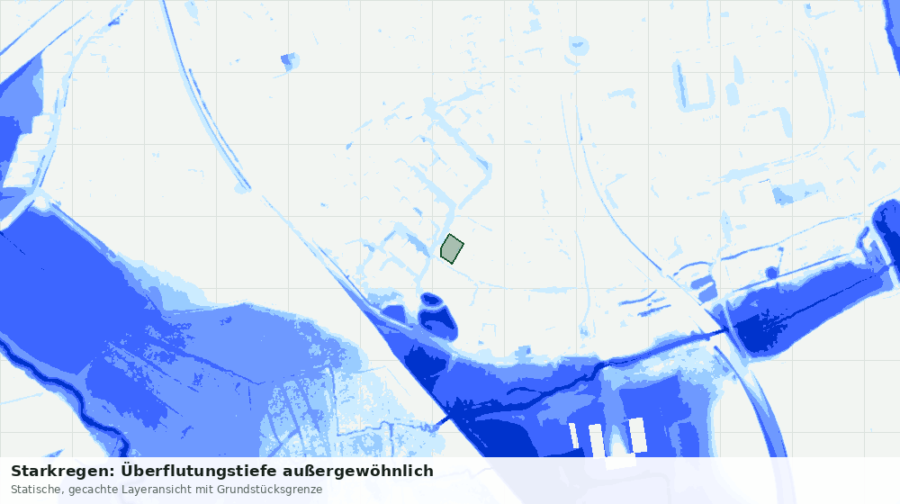 Statische Kartenansicht: Starkregen: Überflutungstiefe außergewöhnlich