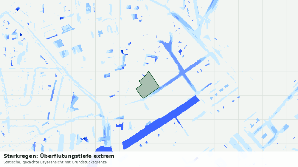 Statische Kartenansicht: Starkregen: Überflutungstiefe extrem