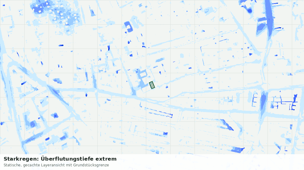 Statische Kartenansicht: Starkregen: Überflutungstiefe extrem