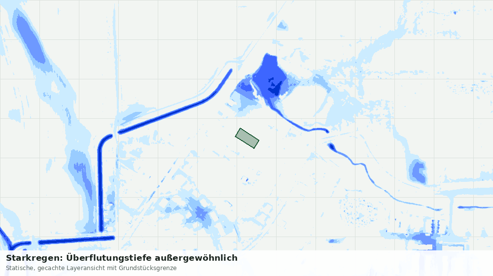 Statische Kartenansicht: Starkregen: Überflutungstiefe außergewöhnlich