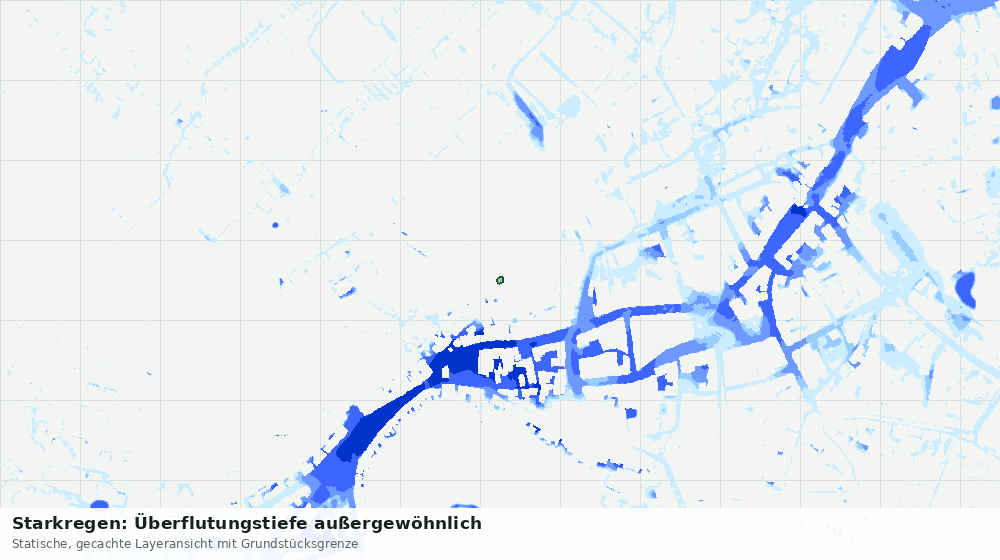 Statische Kartenansicht: Starkregen: Überflutungstiefe außergewöhnlich