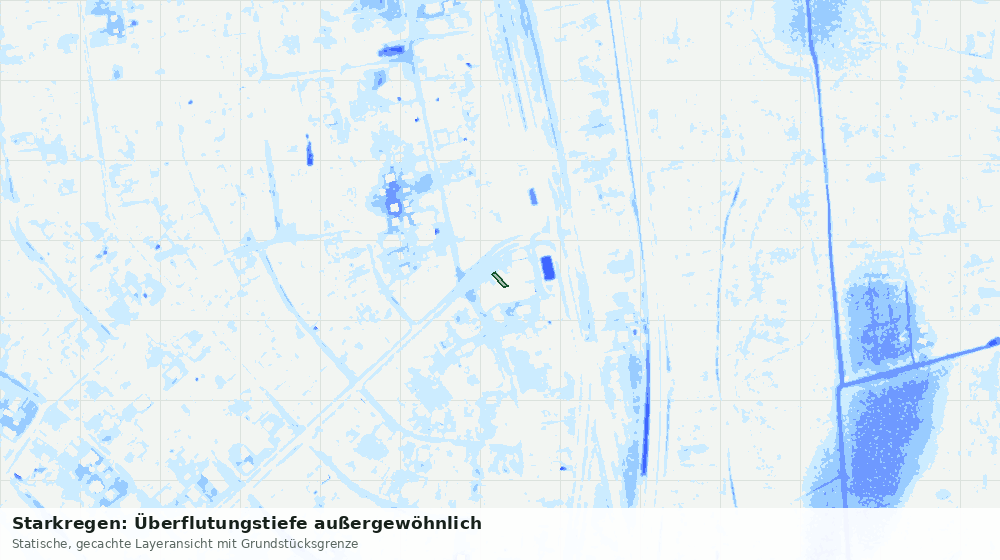 Statische Kartenansicht: Starkregen: Überflutungstiefe außergewöhnlich