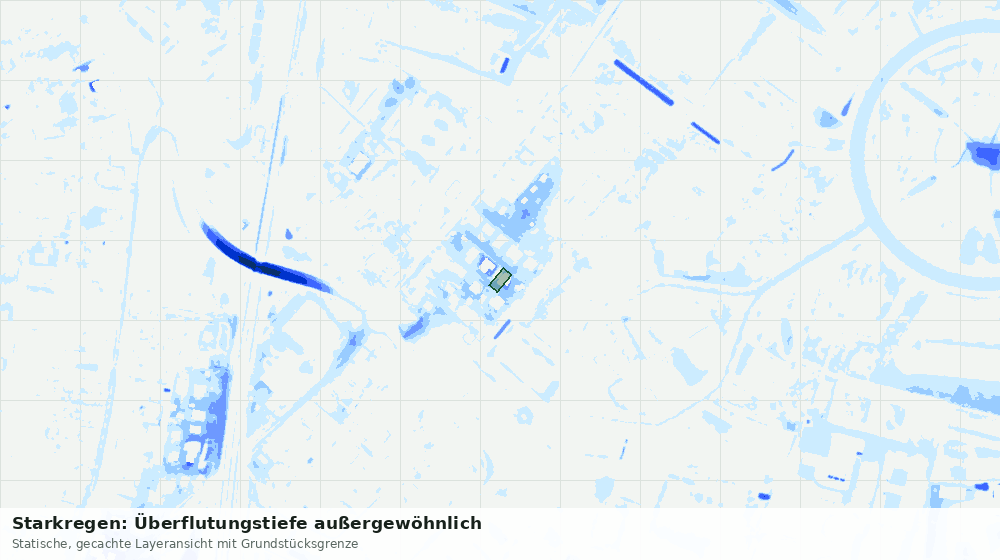 Statische Kartenansicht: Starkregen: Überflutungstiefe außergewöhnlich