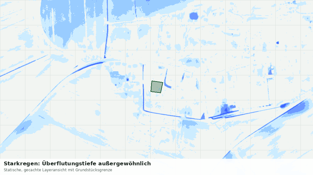 Statische Kartenansicht: Starkregen: Überflutungstiefe außergewöhnlich