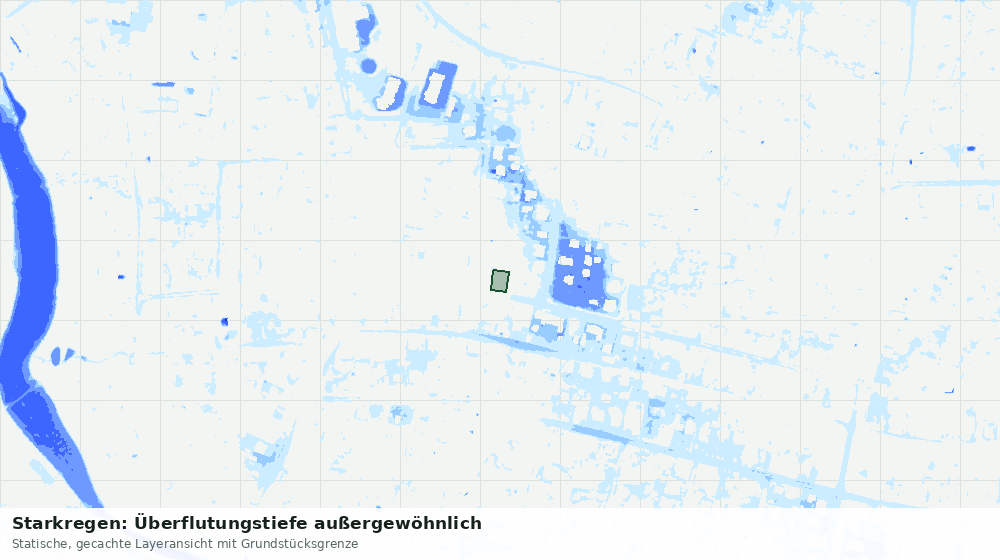 Statische Kartenansicht: Starkregen: Überflutungstiefe außergewöhnlich
