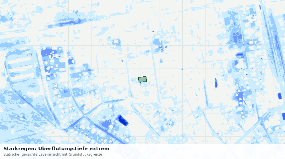 Statische Kartenansicht: Starkregen: Überflutungstiefe extrem