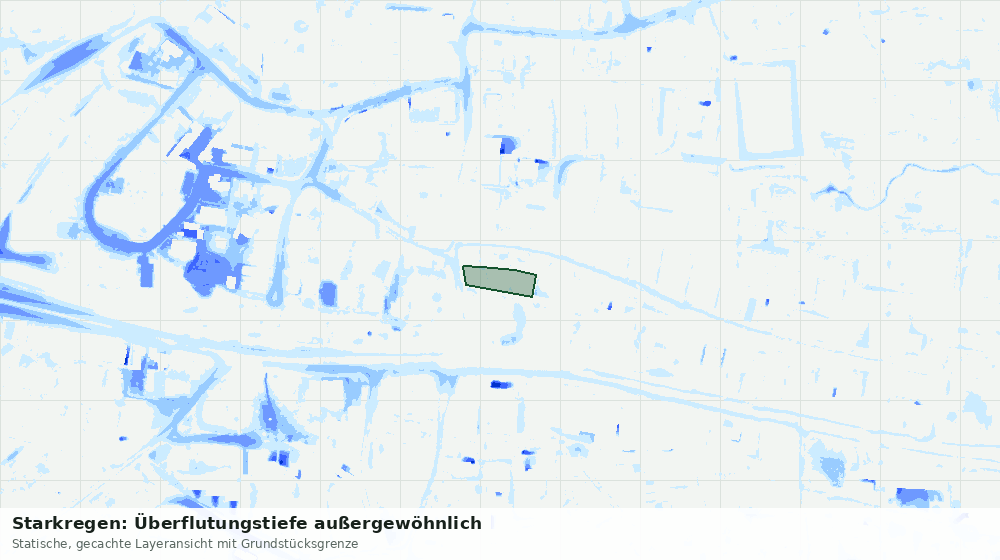Statische Kartenansicht: Starkregen: Überflutungstiefe außergewöhnlich