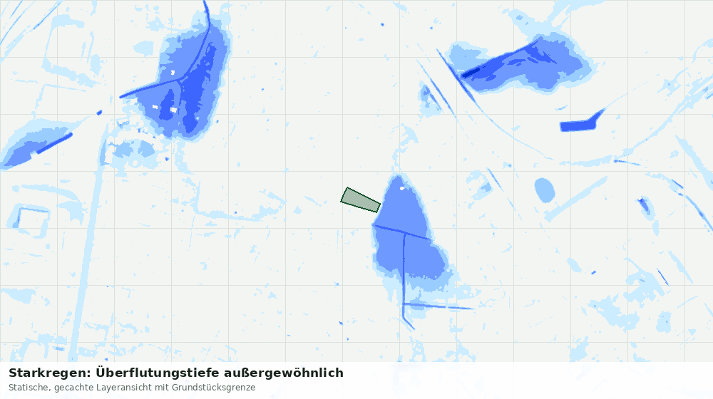 Statische Kartenansicht: Starkregen: Überflutungstiefe außergewöhnlich