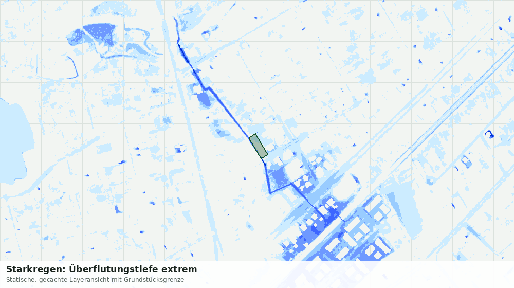 Statische Kartenansicht: Starkregen: Überflutungstiefe extrem
