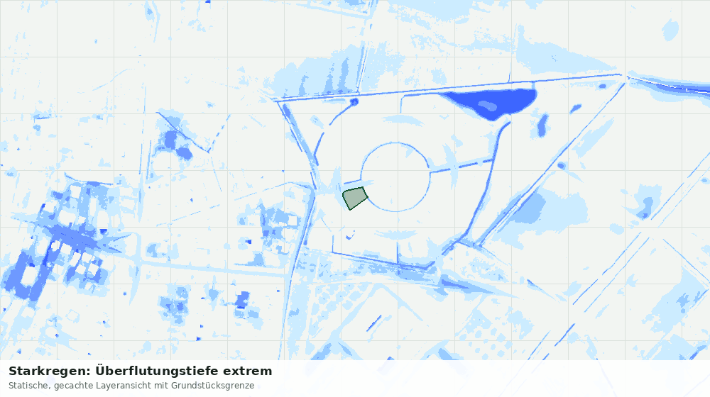 Statische Kartenansicht: Starkregen: Überflutungstiefe extrem