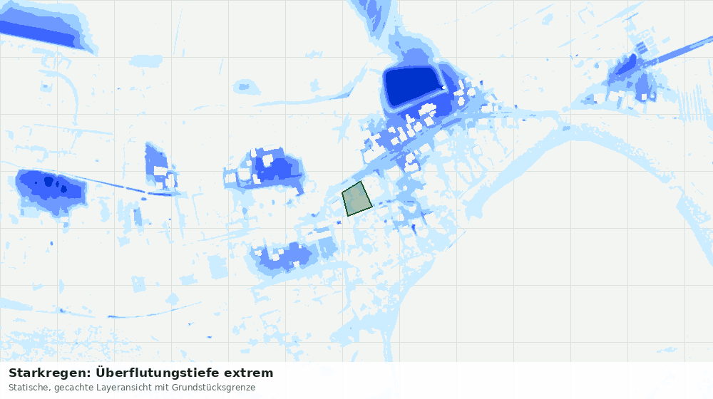 Statische Kartenansicht: Starkregen: Überflutungstiefe extrem