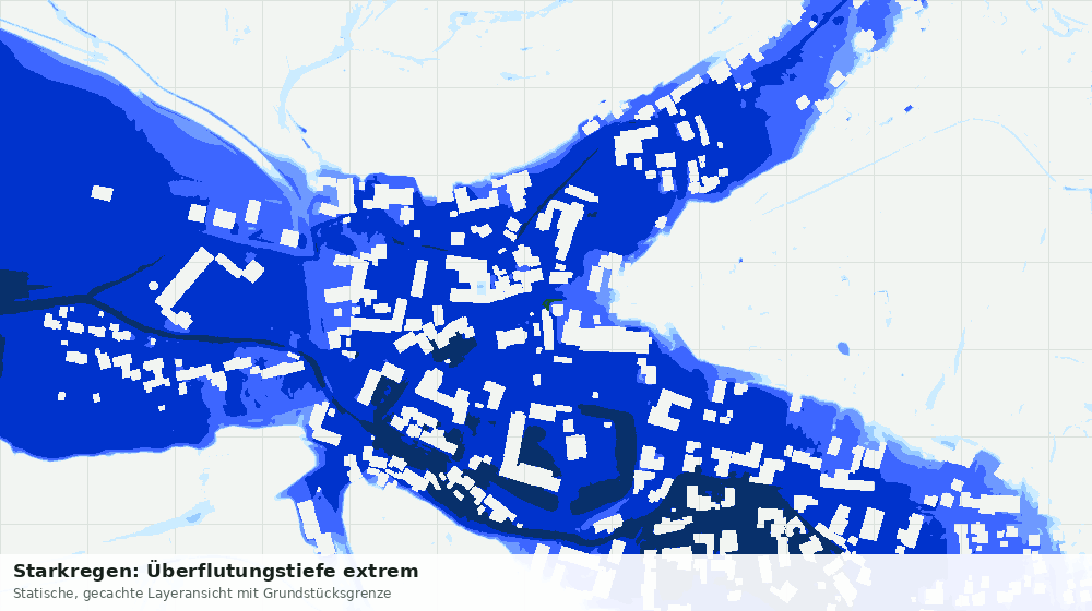 Statische Kartenansicht: Starkregen: Überflutungstiefe extrem