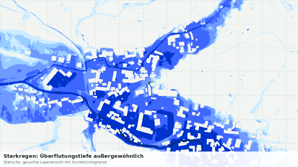 Statische Kartenansicht: Starkregen: Überflutungstiefe außergewöhnlich