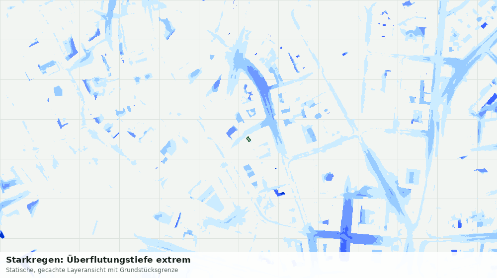 Statische Kartenansicht: Starkregen: Überflutungstiefe extrem