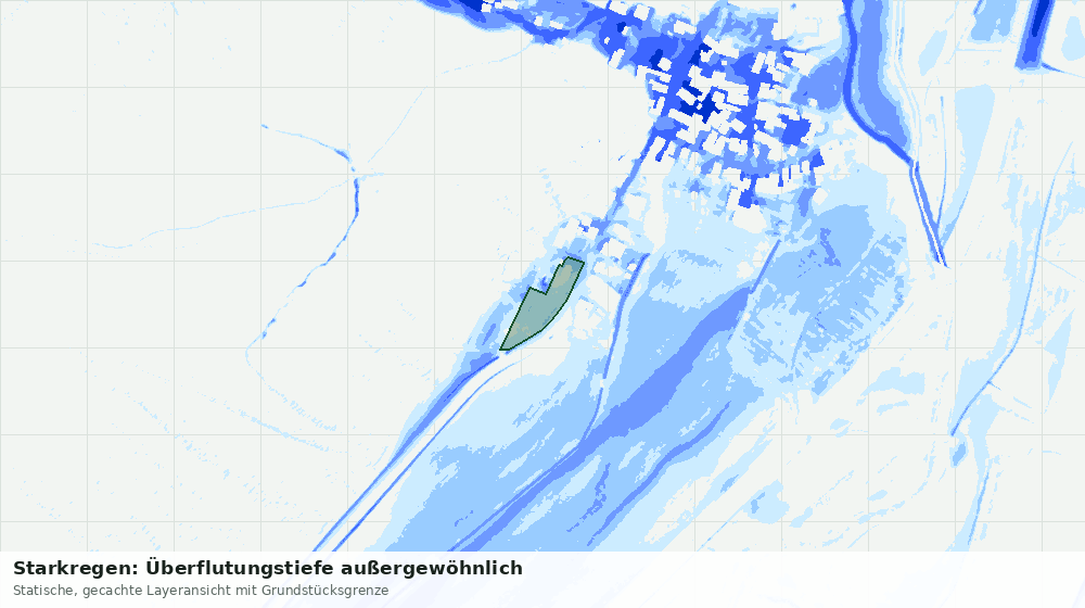Statische Kartenansicht: Starkregen: Überflutungstiefe außergewöhnlich