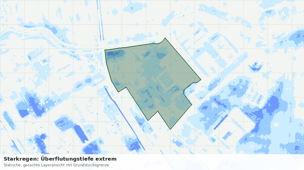 Statische Kartenansicht: Starkregen: Überflutungstiefe extrem