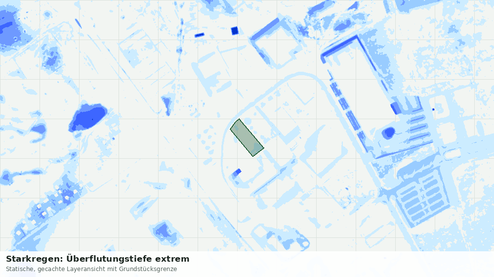 Statische Kartenansicht: Starkregen: Überflutungstiefe extrem