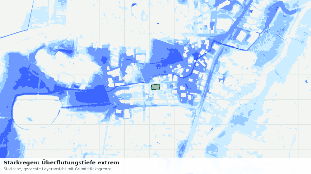 Statische Kartenansicht: Starkregen: Überflutungstiefe extrem