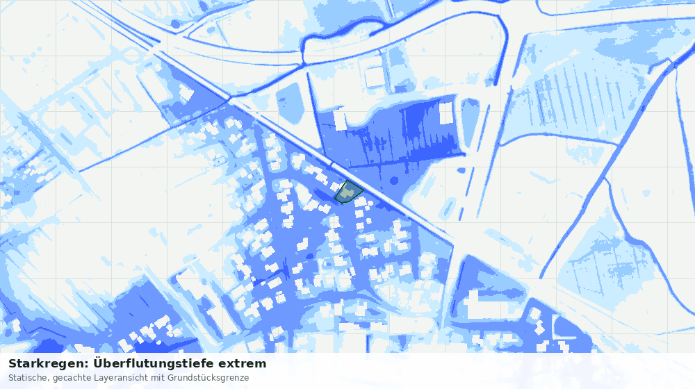 Statische Kartenansicht: Starkregen: Überflutungstiefe extrem