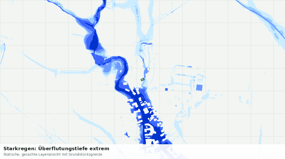 Statische Kartenansicht: Starkregen: Überflutungstiefe extrem