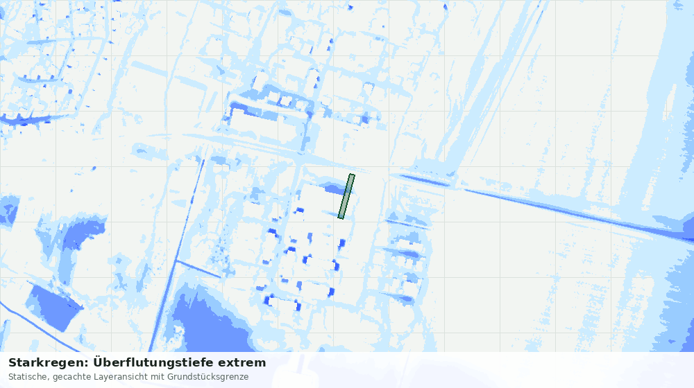 Statische Kartenansicht: Starkregen: Überflutungstiefe extrem