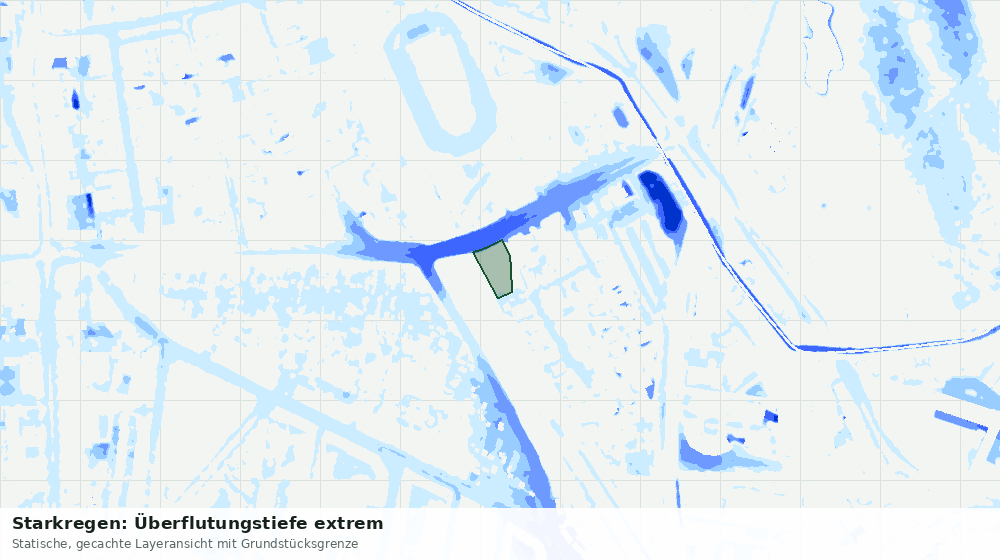 Statische Kartenansicht: Starkregen: Überflutungstiefe extrem