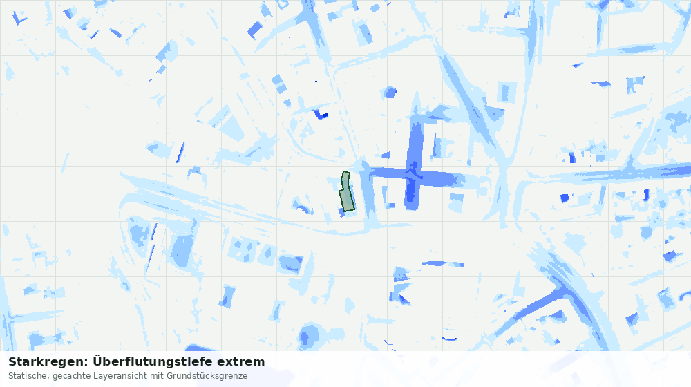 Statische Kartenansicht: Starkregen: Überflutungstiefe extrem