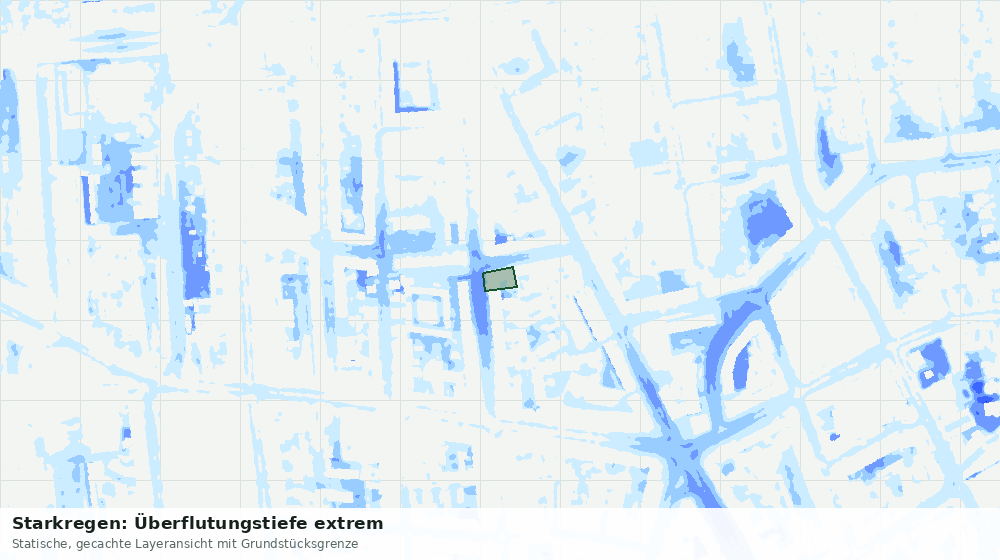Statische Kartenansicht: Starkregen: Überflutungstiefe extrem