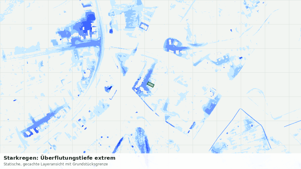 Statische Kartenansicht: Starkregen: Überflutungstiefe extrem