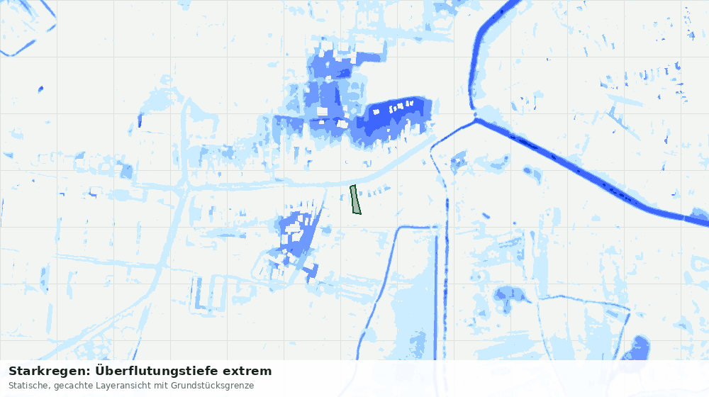 Statische Kartenansicht: Starkregen: Überflutungstiefe extrem