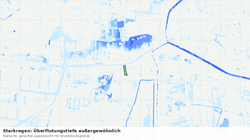 Statische Kartenansicht: Starkregen: Überflutungstiefe außergewöhnlich