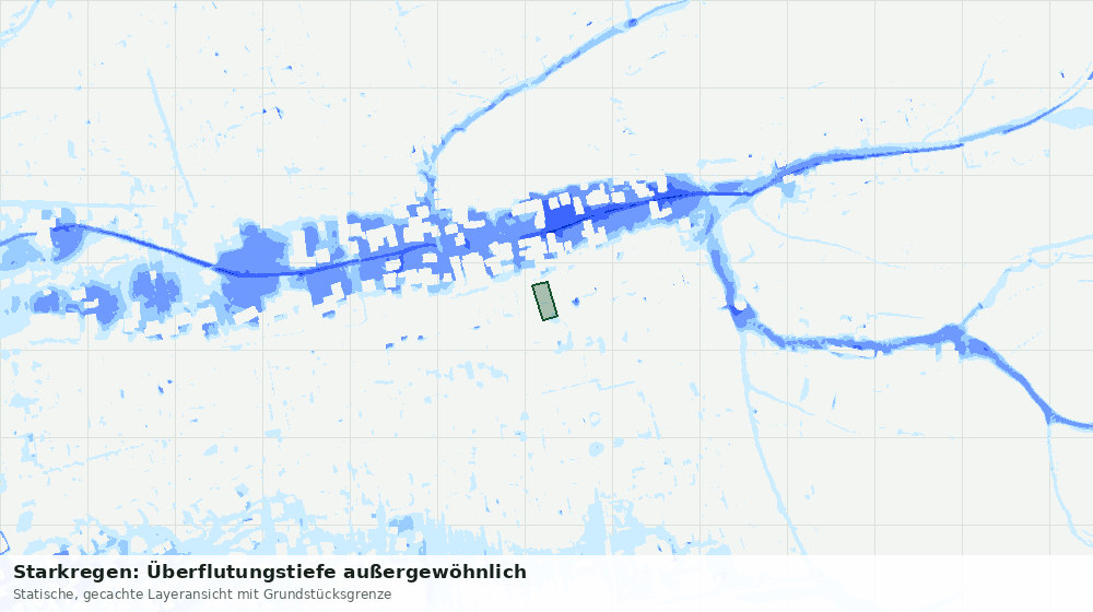 Statische Kartenansicht: Starkregen: Überflutungstiefe außergewöhnlich